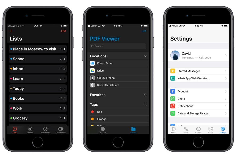 Memento, PDF Viewer и WhatsApp